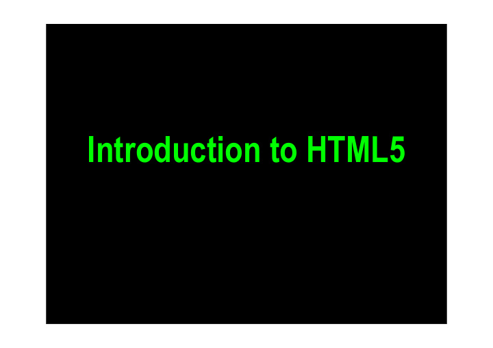 introduction to html5 where to start learning about html5