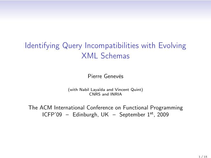 identifying query incompatibilities with evolving xml