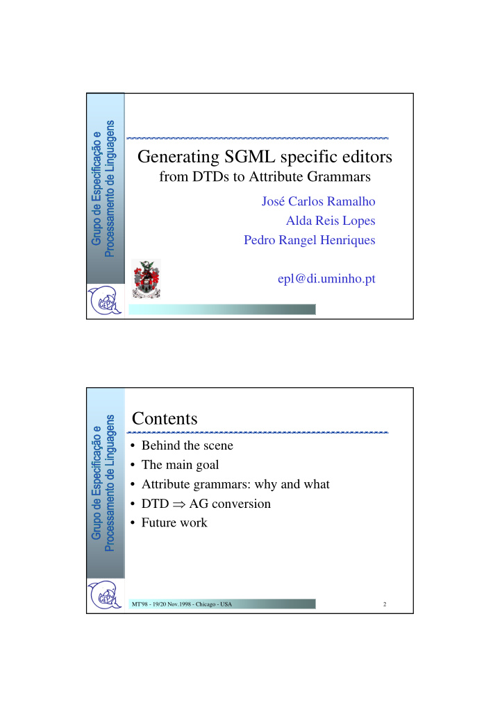 generating sgml specific editors