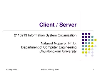 Client / Server  2110213 Information System Organization  Natawut Nupairoj, Ph.D.  Department of