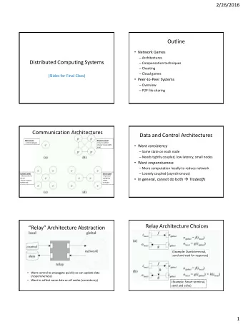 Distributed Computing Systems  Compensation techniques  Cheating  Cloud games  (Slides for