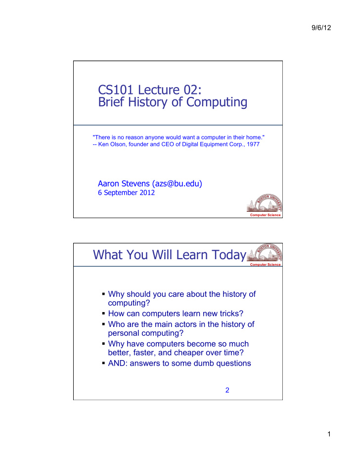 cs101 lecture 02 brief history of computing