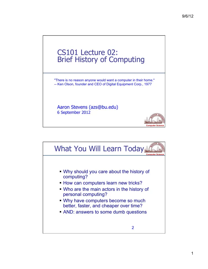 cs101 lecture 02 brief history of computing