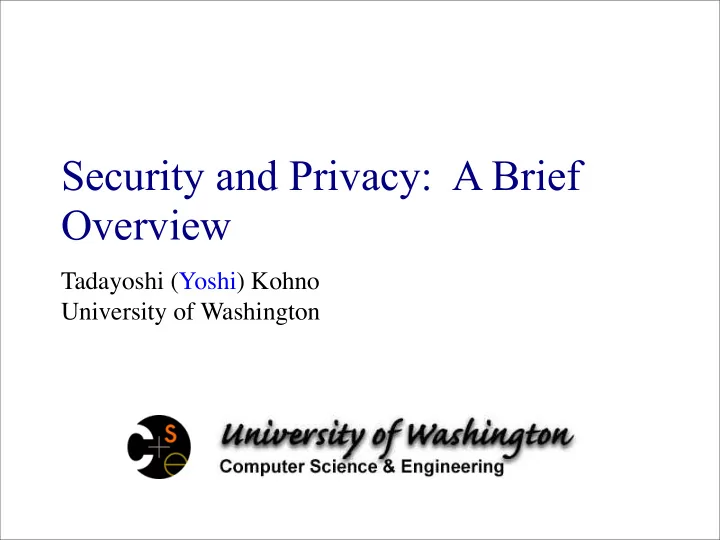 security and privacy a brief overview