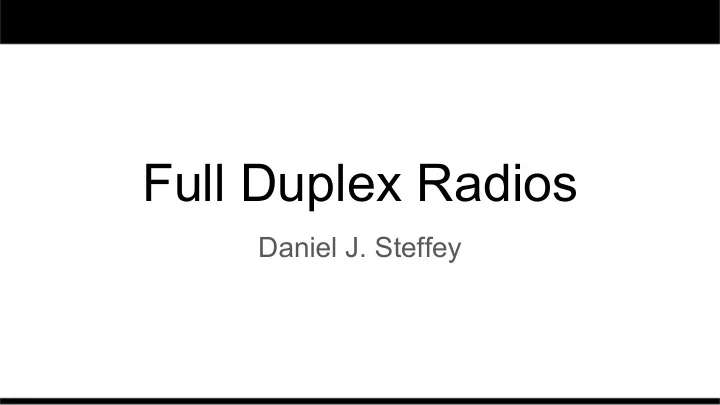 full duplex radios
