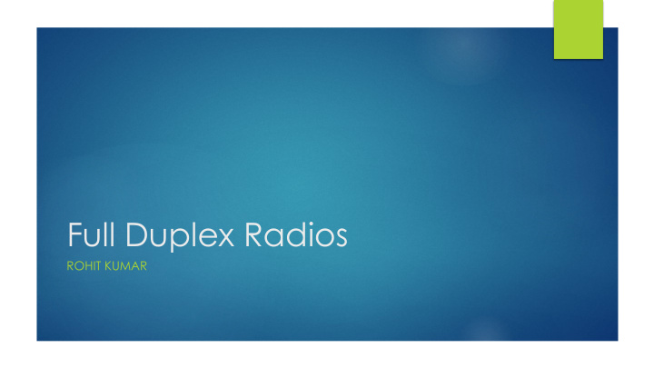 full duplex radios