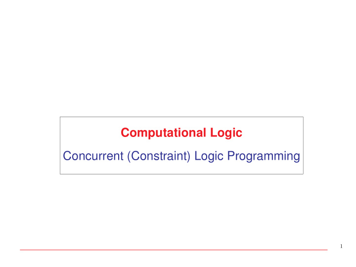 computational logic concurrent constraint logic