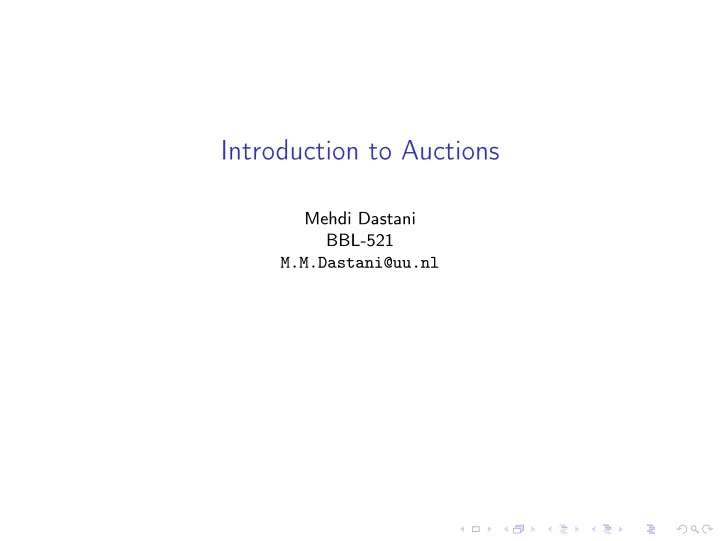 introduction to auctions