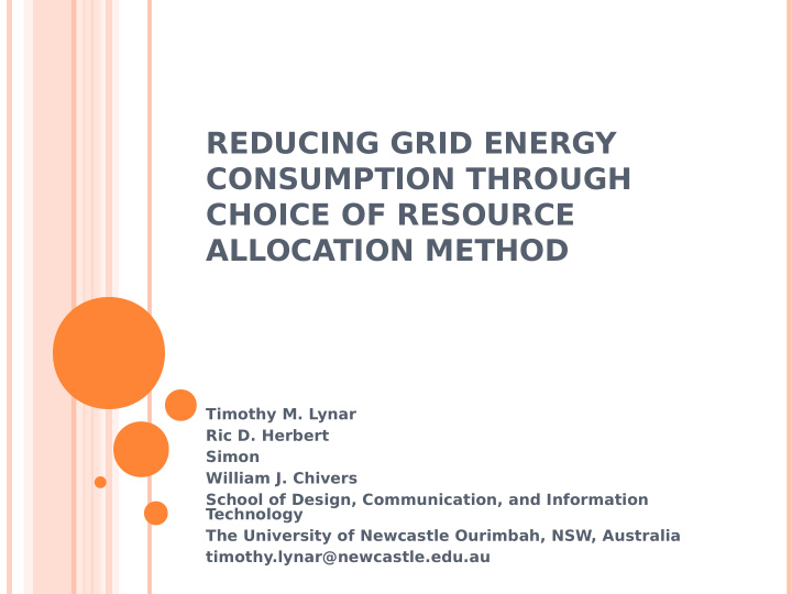 reducing grid energy consumption through choice of