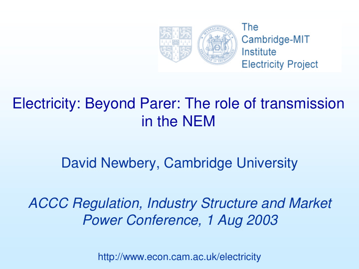 electricity beyond parer the role of transmission in the