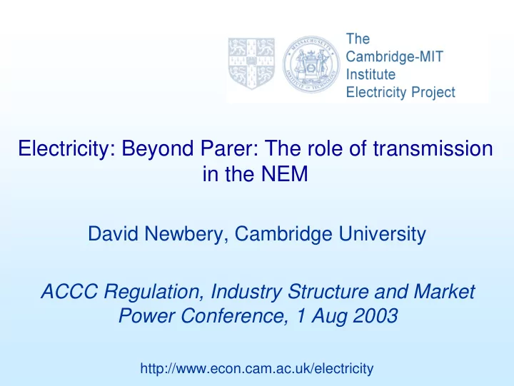 electricity beyond parer the role of transmission in the