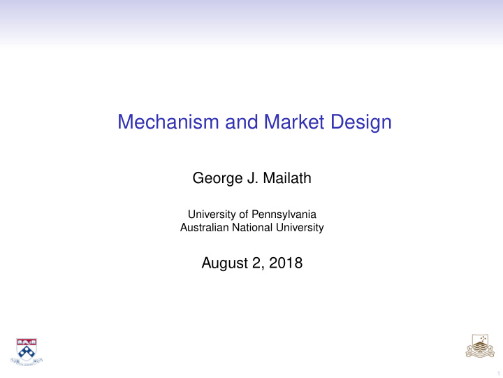 mechanism and market design
