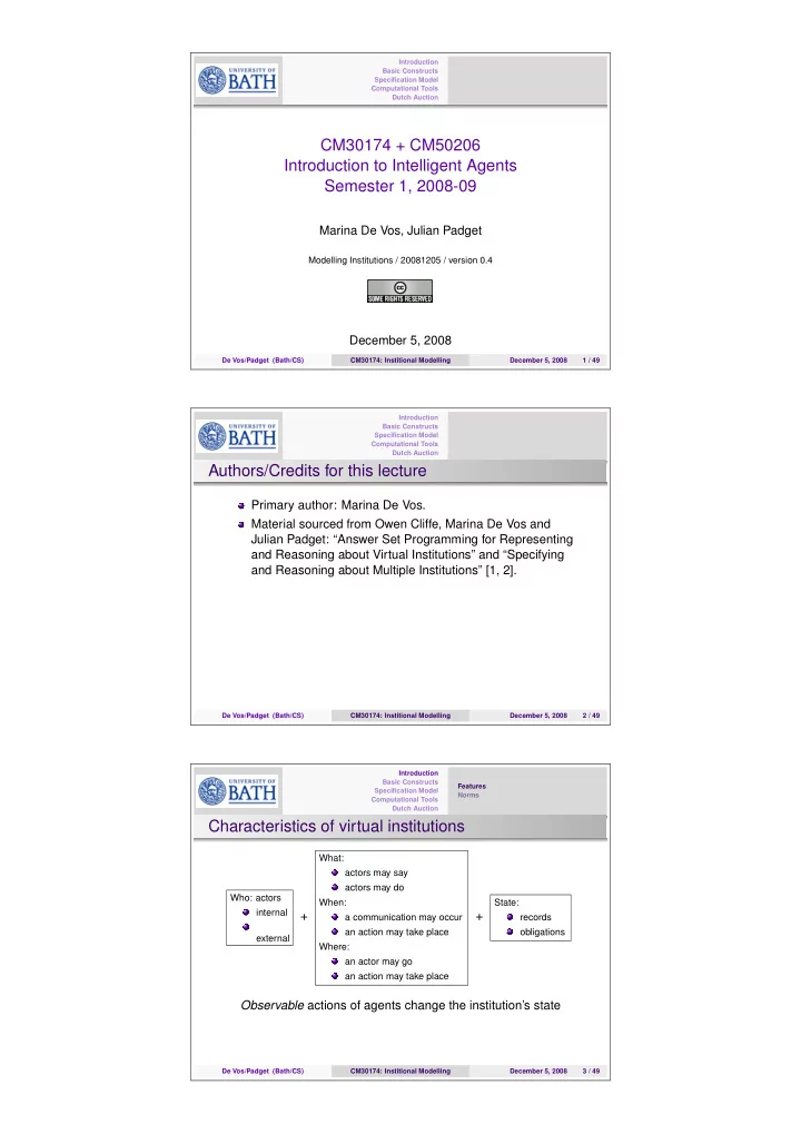 cm30174 cm50206 introduction to intelligent agents