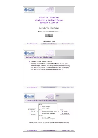 CM30174 + CM50206  Introduction to Intelligent Agents  Semester 1, 2008-09  Marina De Vos, Julian