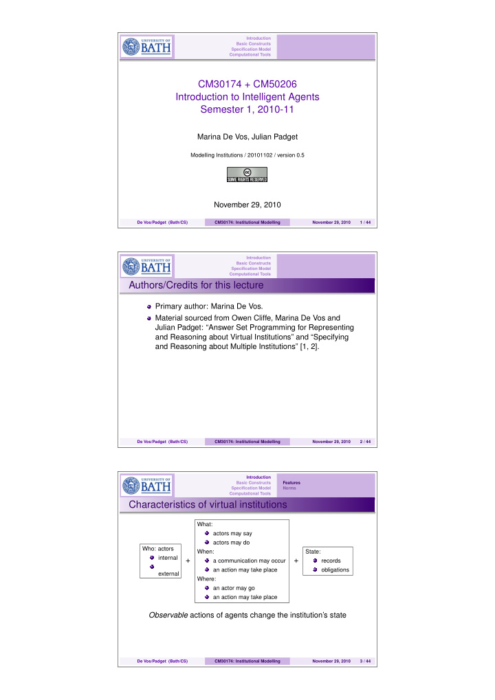 cm30174 cm50206 introduction to intelligent agents