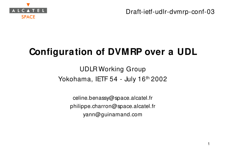 configuration of dvmrp over a udl