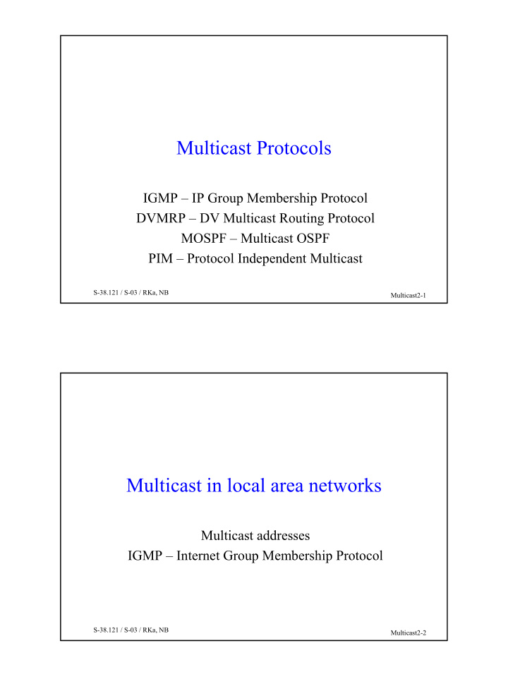 multicast protocols
