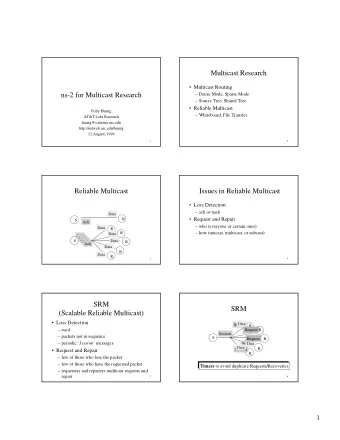 Multicast Research   Multicast Routing  ns-2 for Multicast Research   Dense Mode, Sparse Mode