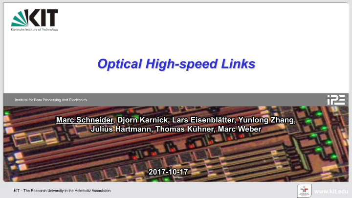 optical high speed links