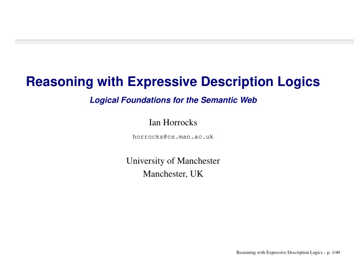 reasoning with expressive description logics