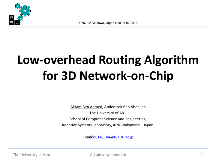 for 3d network on chip