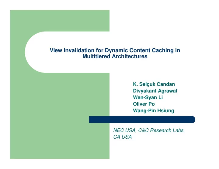 view invalidation for dynamic content caching in