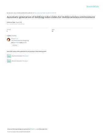 Automatic generation of dubbing video slides for mobile wireless environment Conference Paper