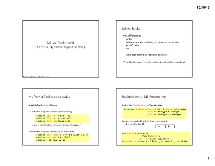 ml vs racket and