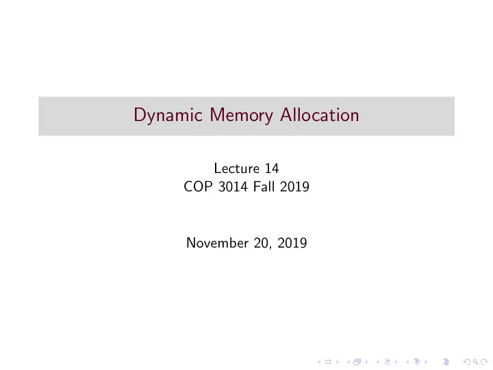 dynamic memory allocation