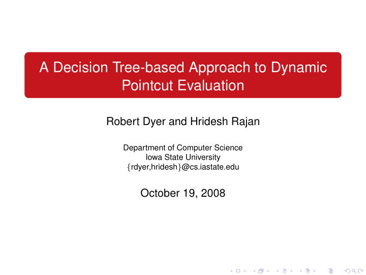 a decision tree based approach to dynamic pointcut