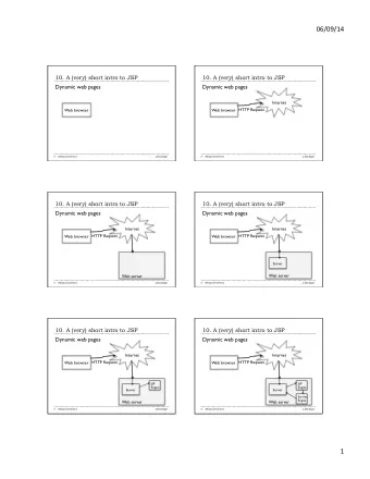 06/09/14  10. A (very) short intro to JSP  10. A (very) short intro to JSP  Dynamic web pages