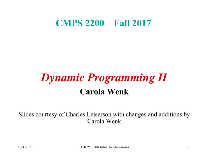 dynamic programming ii