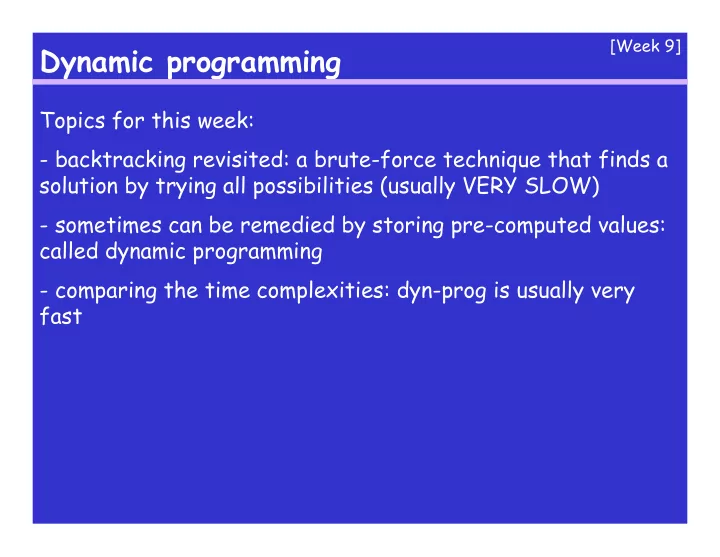 dynamic programming