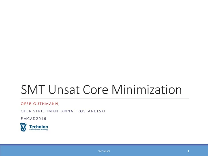 smt unsat core minimization
