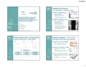 5/10/2013  Pediatric ACL injuries:  non-operative vs. operative risks  % medial mensicus tears
