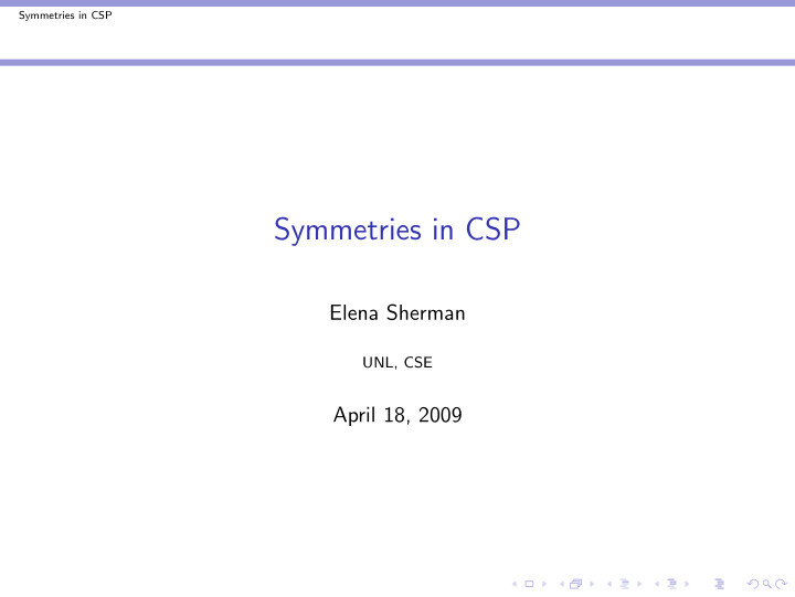 symmetries in csp