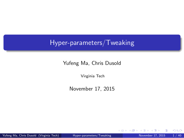 hyper parameters tweaking