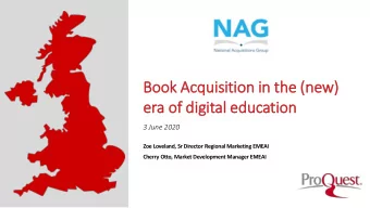 Boo  ook Acq  cquis  isitio  ion in  n the  the (ne  (new)  era  er  a of  of dig  digit  ital  l