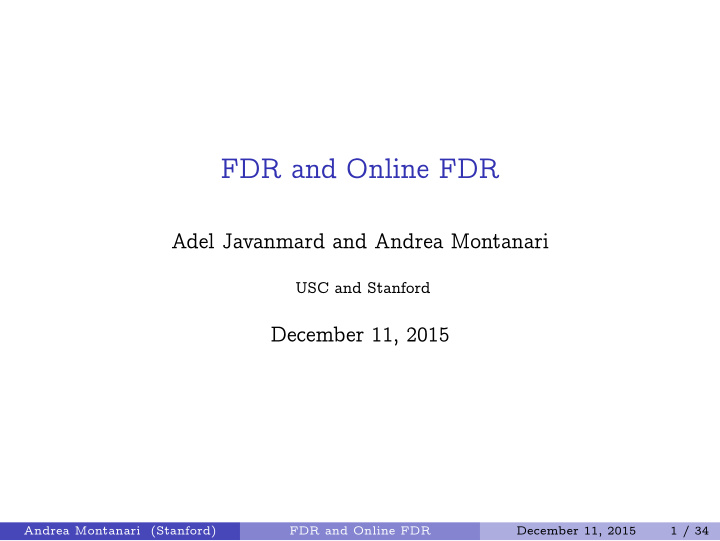 fdr and online fdr