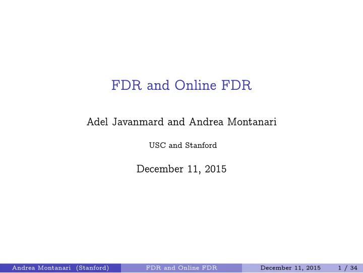 fdr and online fdr