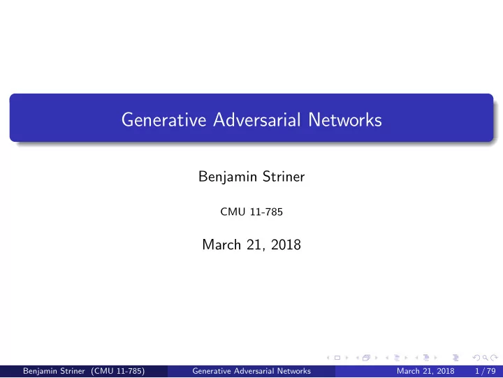 generative adversarial networks