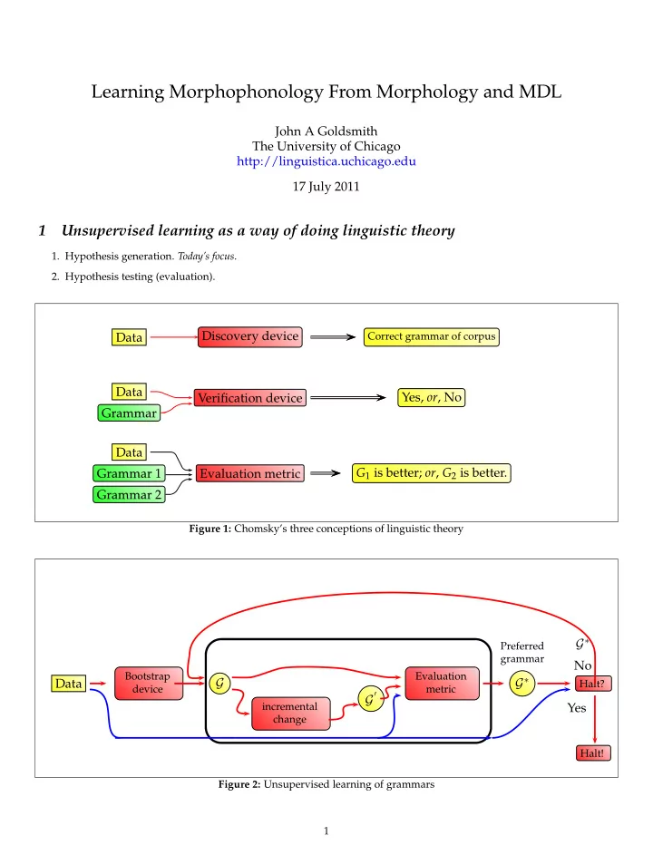 learning morphophonology from morphology and mdl