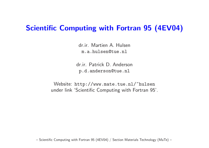 scientific computing with fortran 95 4ev04