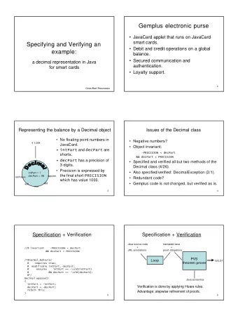 Gemplus electronic purse   JavaCard applet that runs on JavaCard  smart cards.  Specifying and