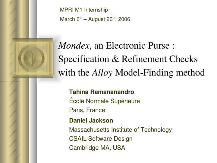 mondex an electronic purse specification refinement