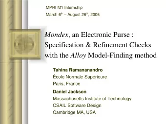 Mondex , an Electronic Purse :  Specification &amp; Refinement Checks with the Alloy Model-Finding