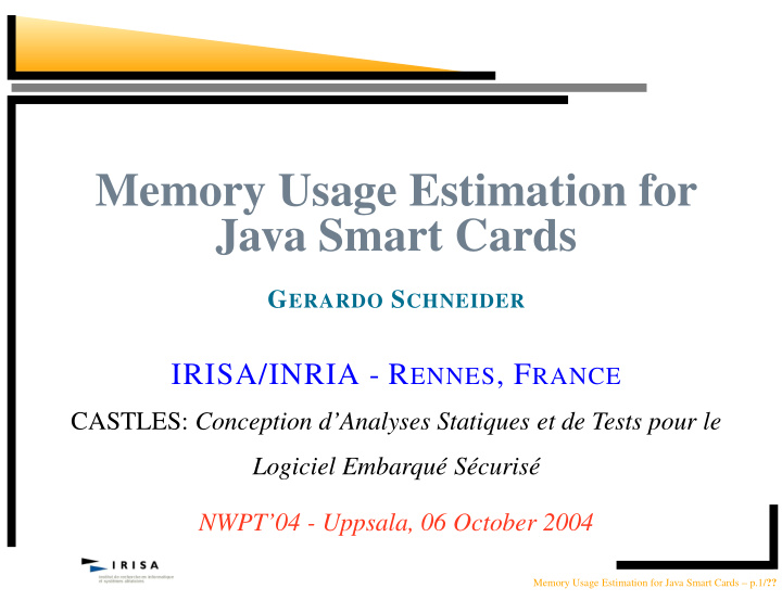 memory usage estimation for java smart cards