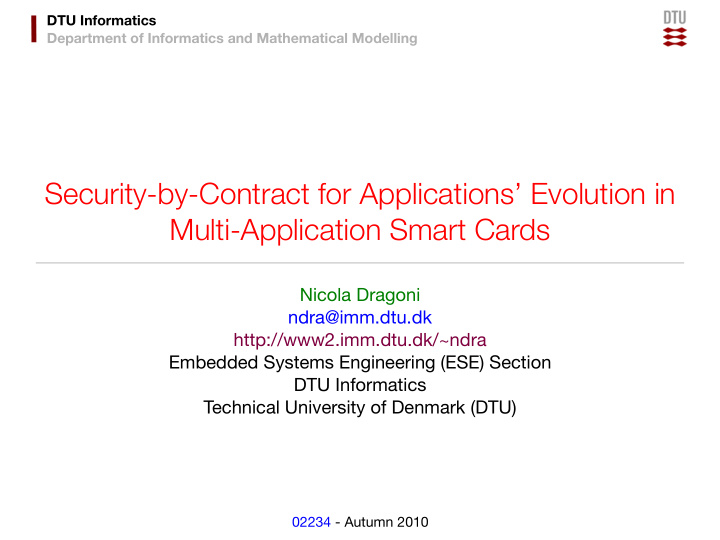security by contract for applications evolution in multi