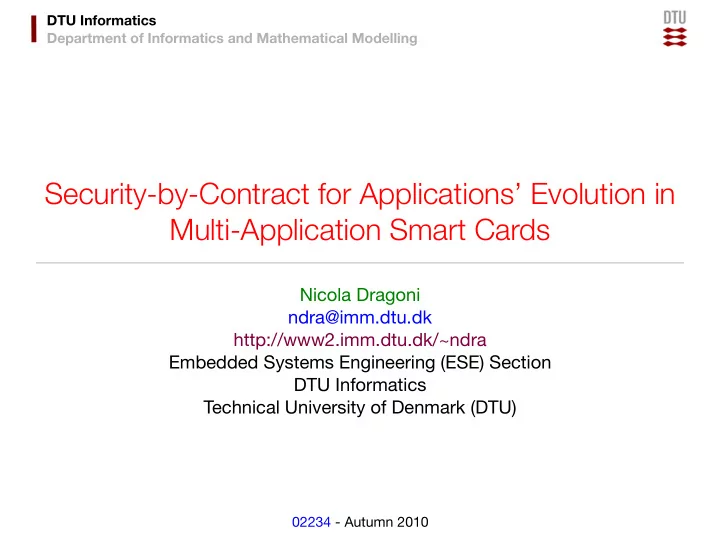 security by contract for applications evolution in multi