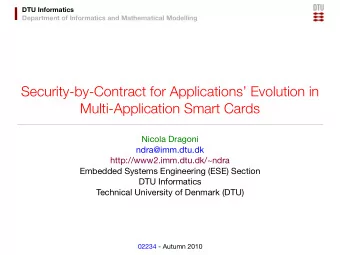 Security-by-Contract for Applications Evolution in  Multi-Application Smart Cards  Nicola